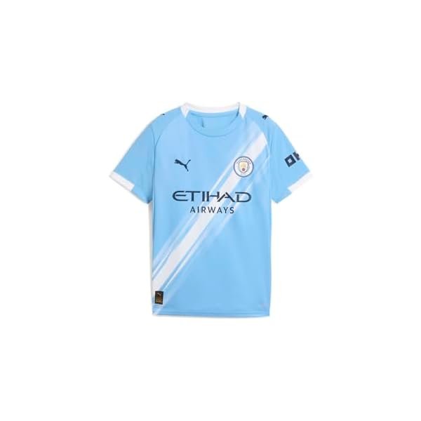 Kids Boys Manchester City Home Crew Neck Short Sleeve Replica Jersey Soccer Cleats - Blue